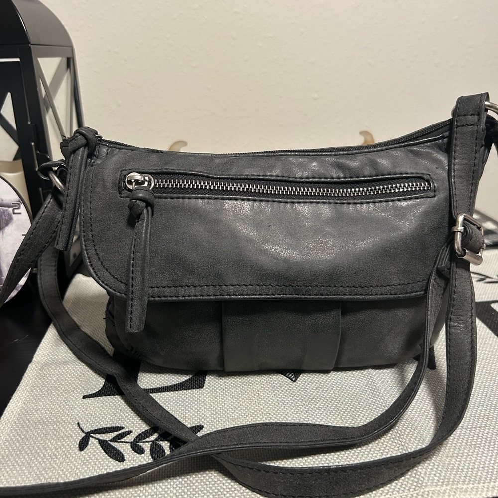 Bueno of California Soft Leather Gray Messenger Bag
